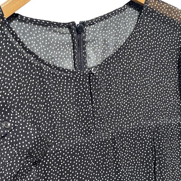 J CREW Women’s Silk Black and White Polkdot A-line Midi Dress size 12 - Picture 2 of 6